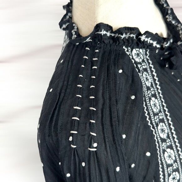 Veronica Beard Black Minos Embroidered Flared Silk Mini Dress US 4 - Picture 8 of 15